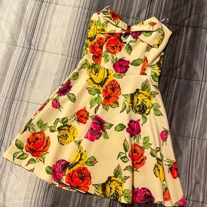 Floral strapless dress, Size S